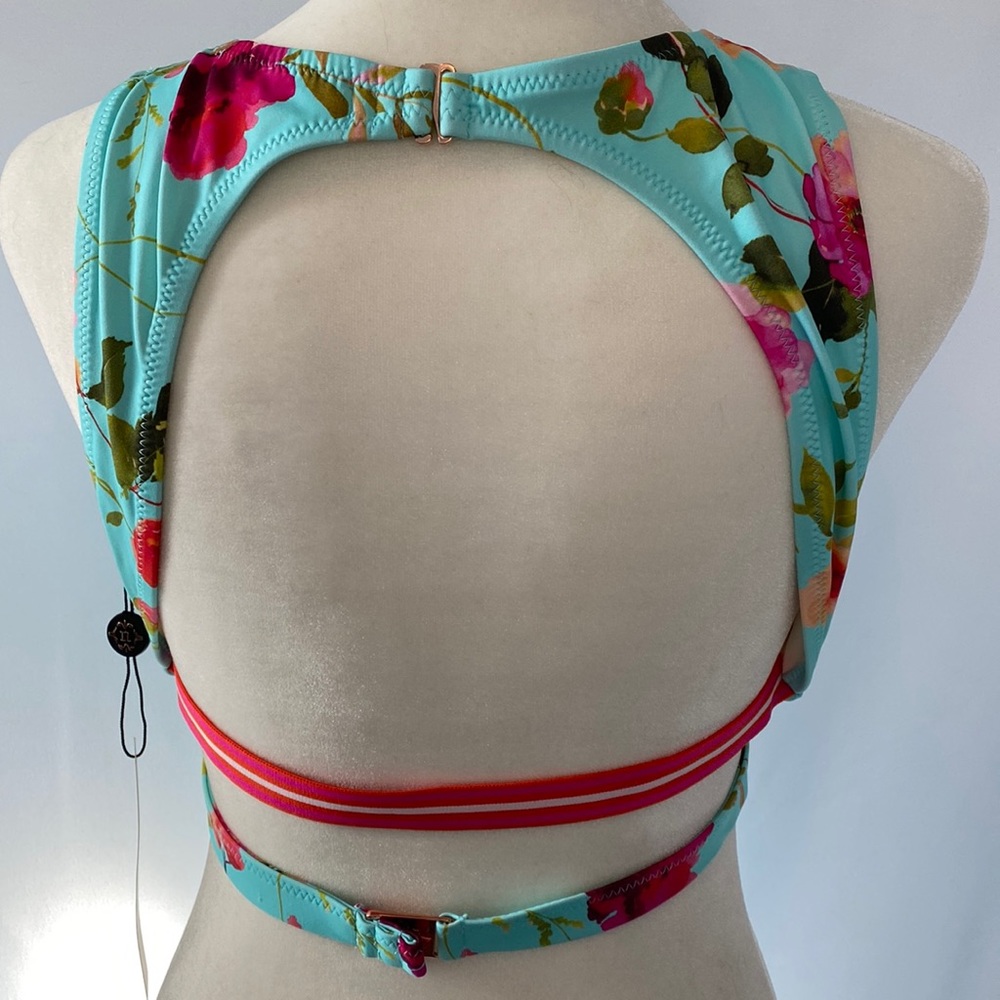 Nanette Lepore Silk Blossoms Blue Alana Apex Tri Bikini Set - Picture 6 of 12
